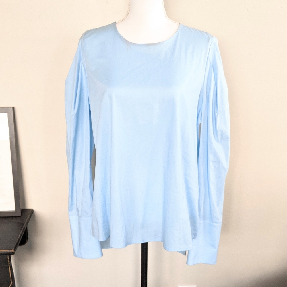 Nordstrom Crew Neck Blue Long Sleeve Blouse